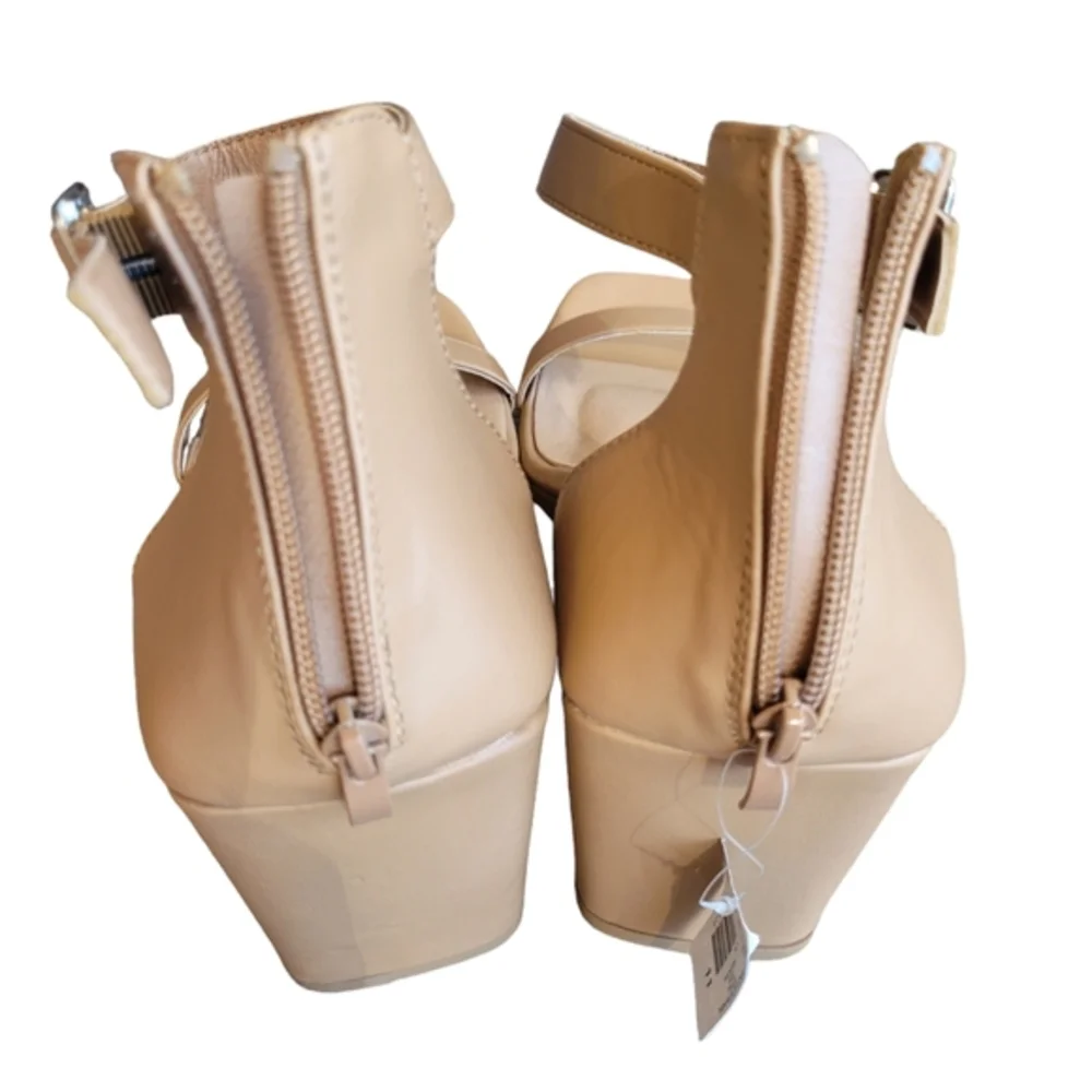 TORRID Cognac Square Toe Demi‎ Wedge Size 11
